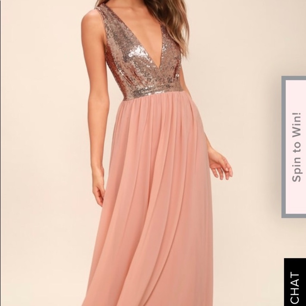 LuLus elegant encounter rose gold sequin dress